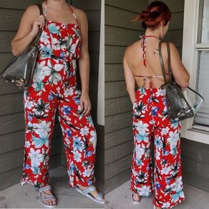 Red Floral Jumpsuit
